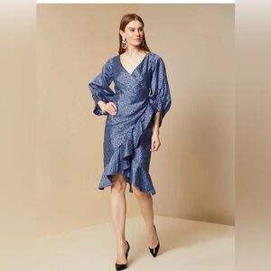 NWT Sachin & Babi Rae Dress Cheetah Organza Silk Midi Ruffle Size 18